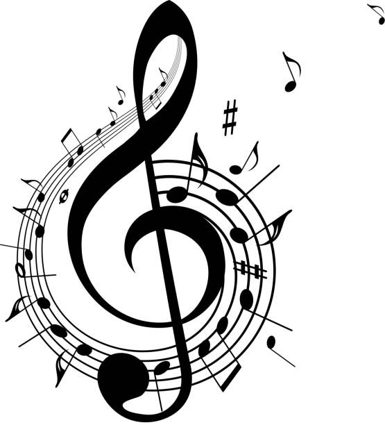 音楽を背景にしています。 - musical note music musical staff musical symbol点のイラスト素材／クリップアート素材／マンガ素材／アイコン素材