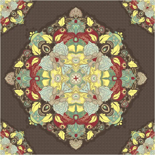 Vector illustration of Ornamental round lace floral background