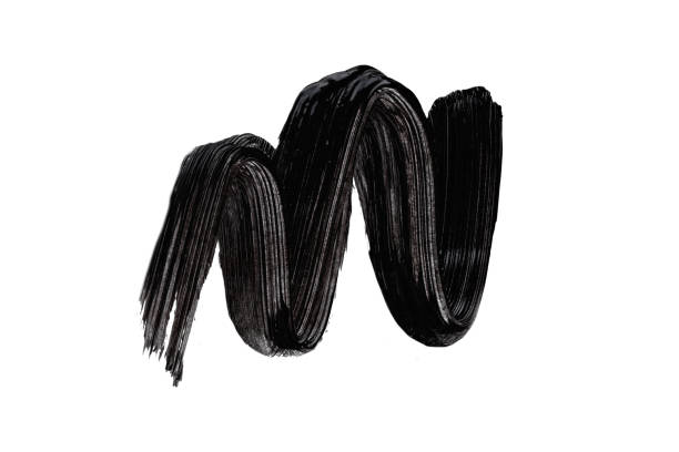 istock Black mascara brushstroke swatch isolated on white background. 1644707982