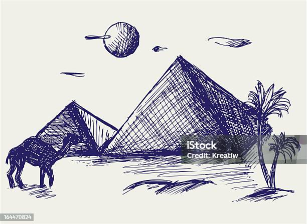 Ilustración de Egipto y más Vectores Libres de Derechos de Egipto - Egipto, Pirámide - Estructura de edificio, Dibujar