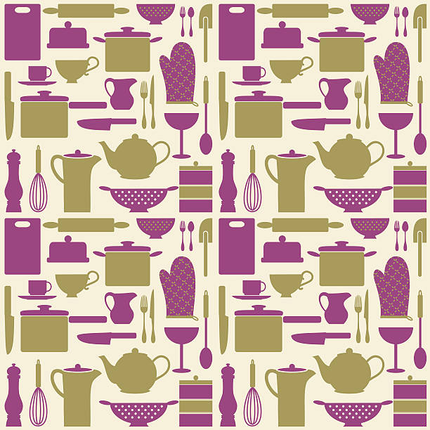 küche-hintergrund - tea cup coffee cup teapot domestic kitchen stock-grafiken, -clipart, -cartoons und -symbole