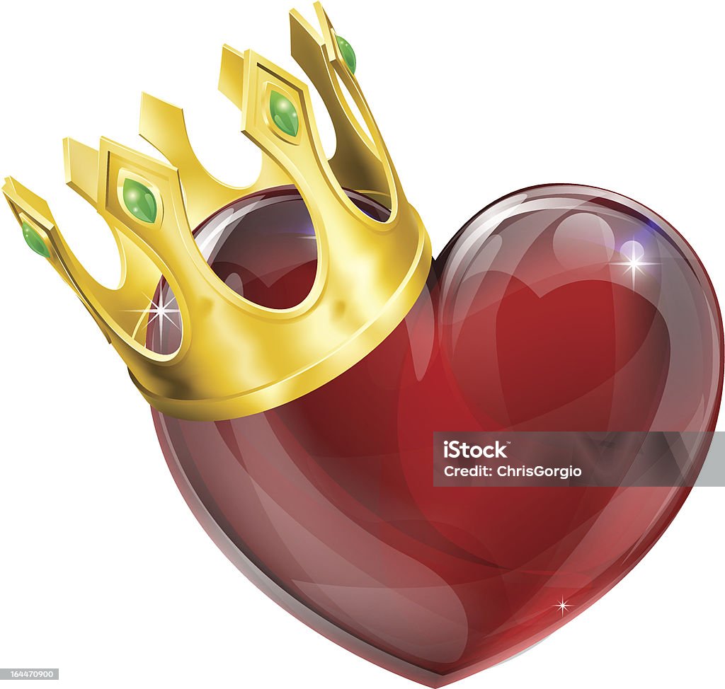 King of hearts concept "Illustration of a heart symbol wearing a crown, king of hearts concept. Vector file is eps 10 and uses transparency blends and gradient mesh" Cartoon stock vector