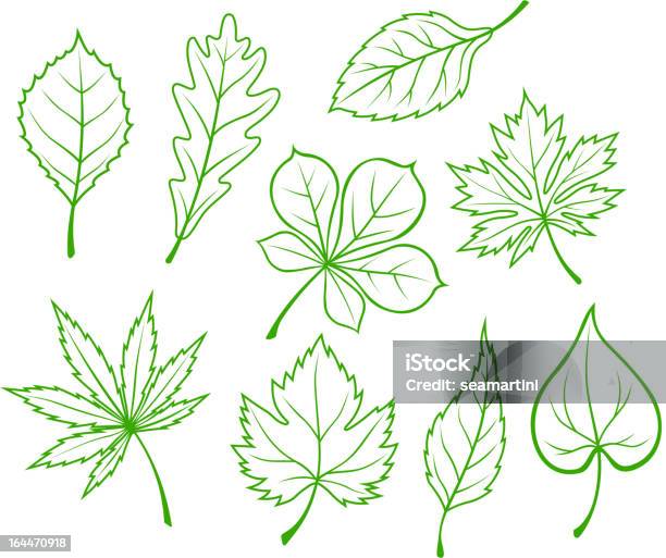 Green Leaves Silhouettes Stock Illustration - Download Image Now - Abstract, Back Lit, Birch Tree