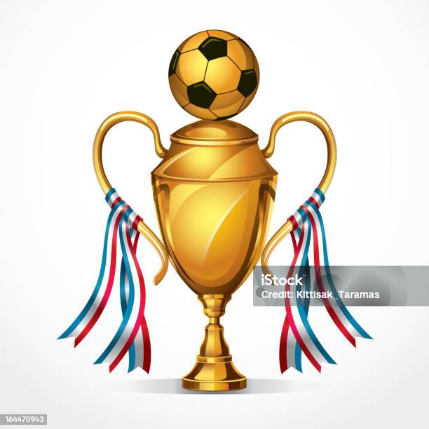 Golden Award De Football Trophée Et Ruban Vecteurs libres de droits et plus d'images vectorielles de Aspiration - Aspiration, Ballon de football, Blanc