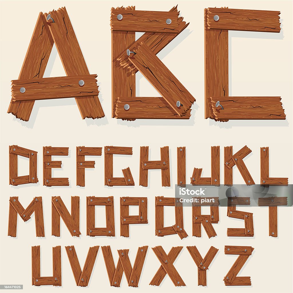 Rústico Alfabeto de Madeira - Royalty-free Madeira - Material arte vetorial