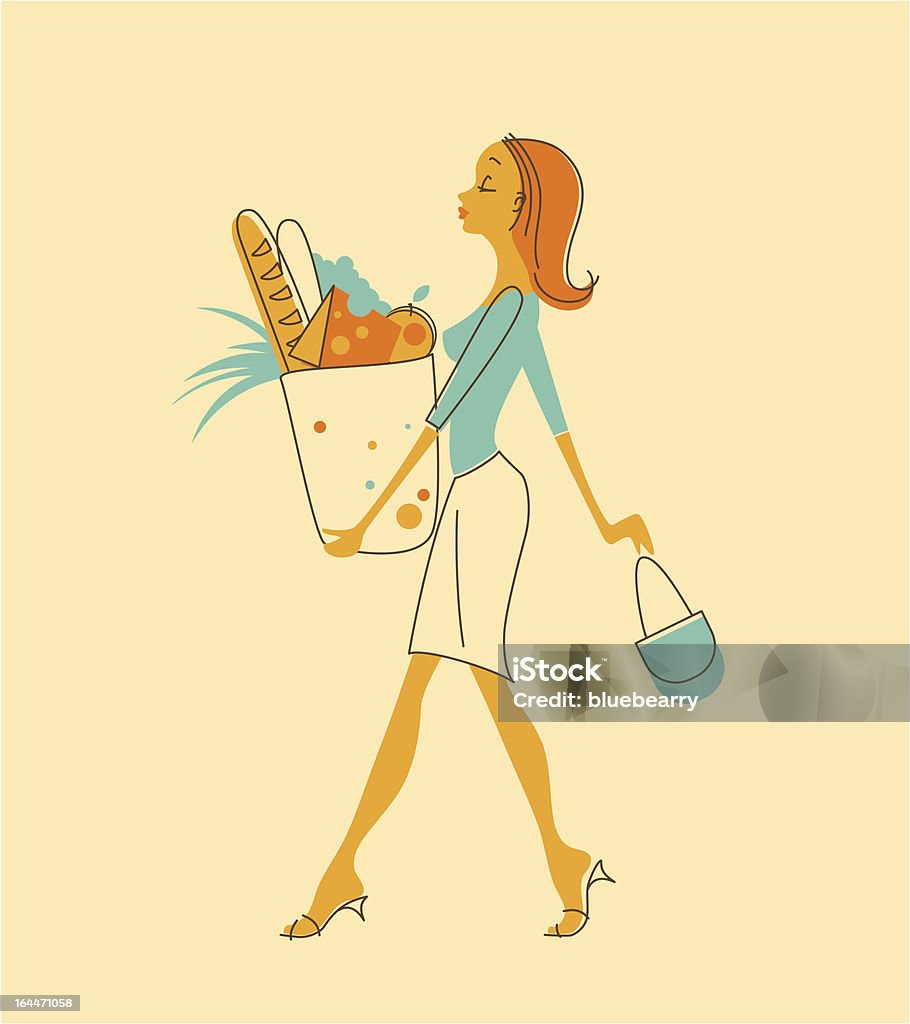 Femme avec Sac de shopping - clipart vectoriel de Acheter libre de droits