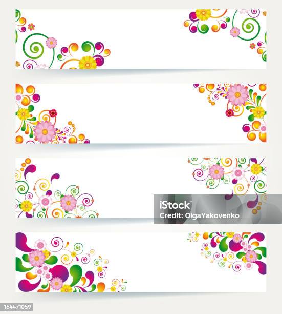 Banners Com Padrões Florais - Arte vetorial de stock e mais imagens de Abstrato - Abstrato, Branco, Cartão de Saudações