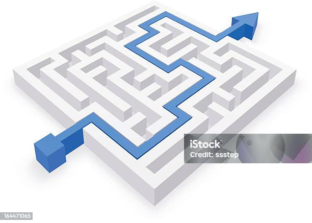 Maze Solution Simple Strategy Stock Illustration - Download Image Now - Maze, Footpath, Solution