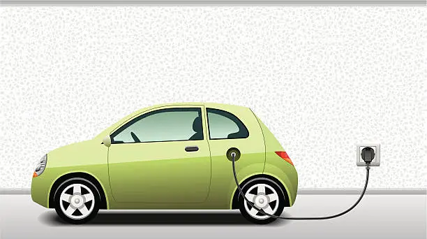 Vector illustration of Charging Hybrid Car