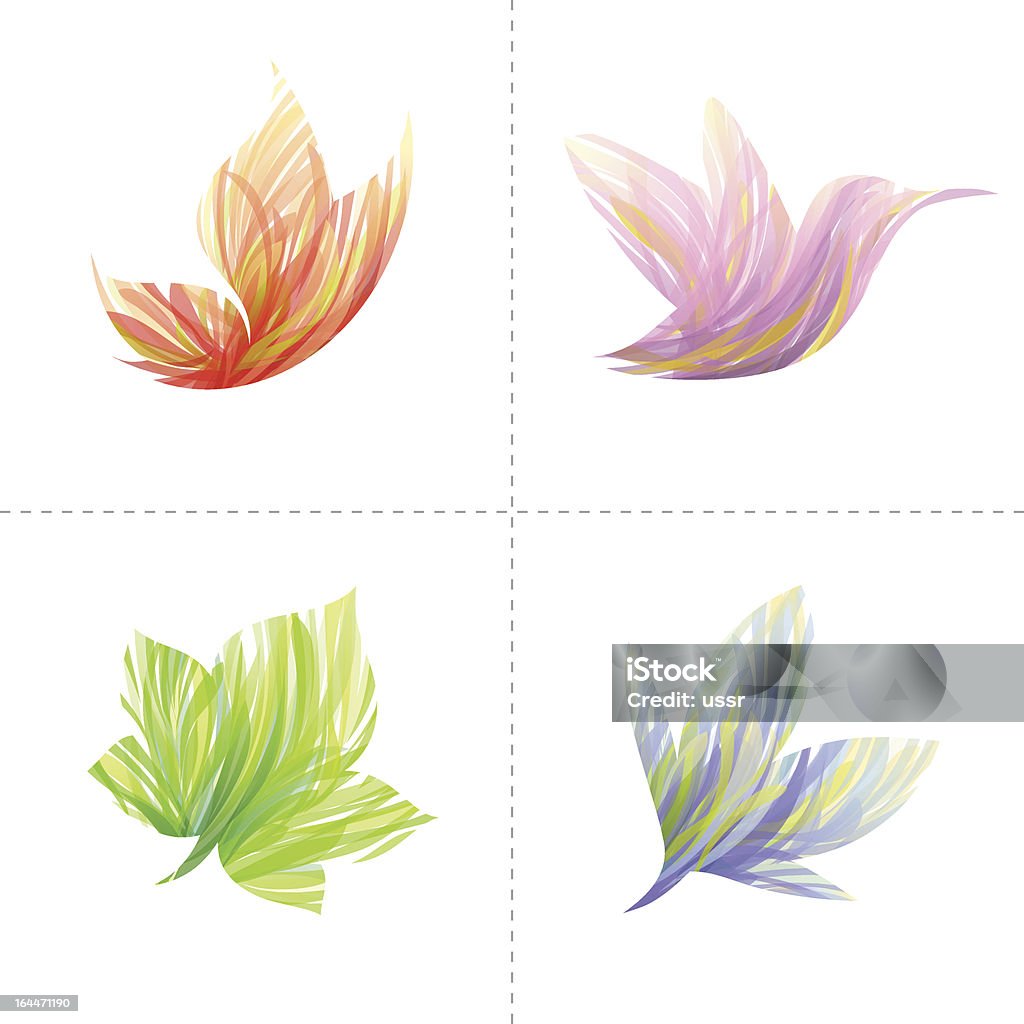 Kolekcja kolorowe elementy projektu: butterfly, hummingbird, liści, kwiatów. - Grafika wektorowa royalty-free (Koliber)