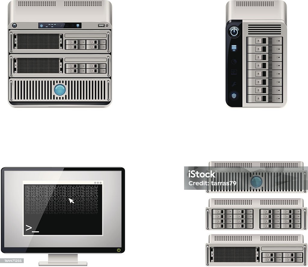 Server icon set Set of detailed server related hardware Computer stock vector