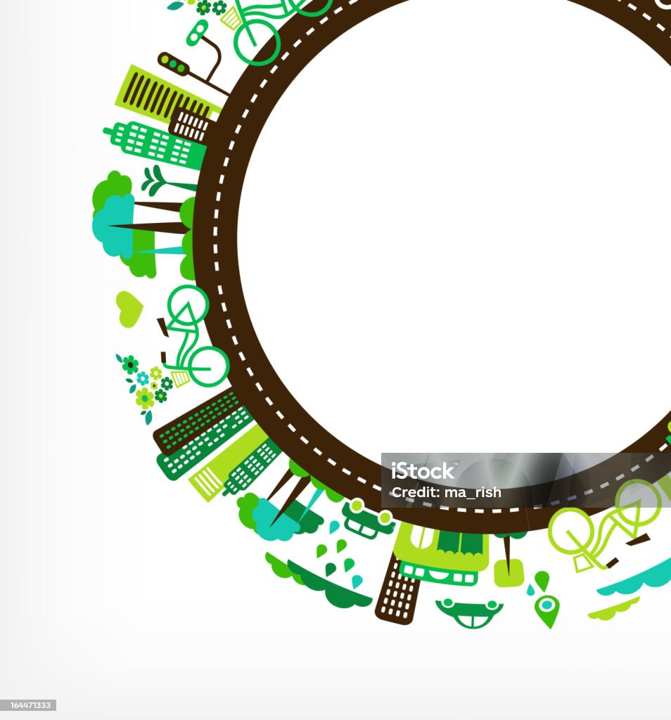 Cerchio con verde città Ecologia e Ambiente - arte vettoriale royalty-free di Piccola cittadina