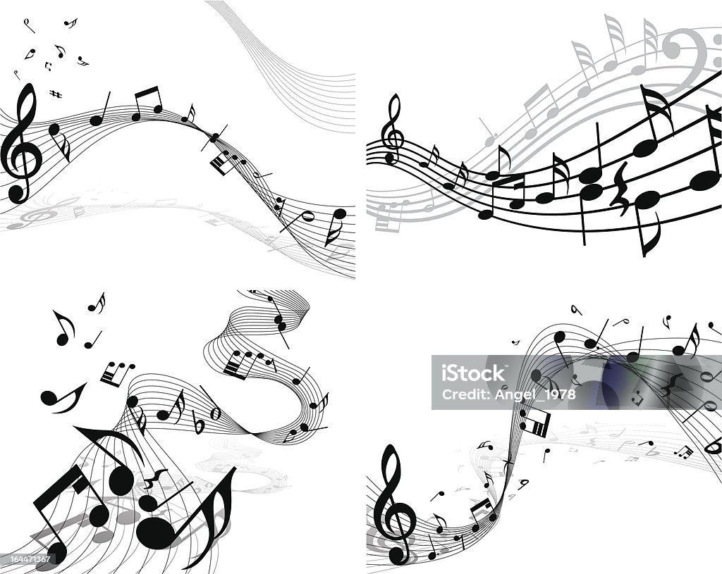 Conjunto de personal de notas - arte vectorial de Nota musical libre de derechos