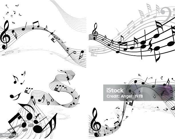 Ilustración de Conjunto De Personal De Notas y más Vectores Libres de Derechos de Nota musical - Nota musical, Pentagrama musical, Fluir