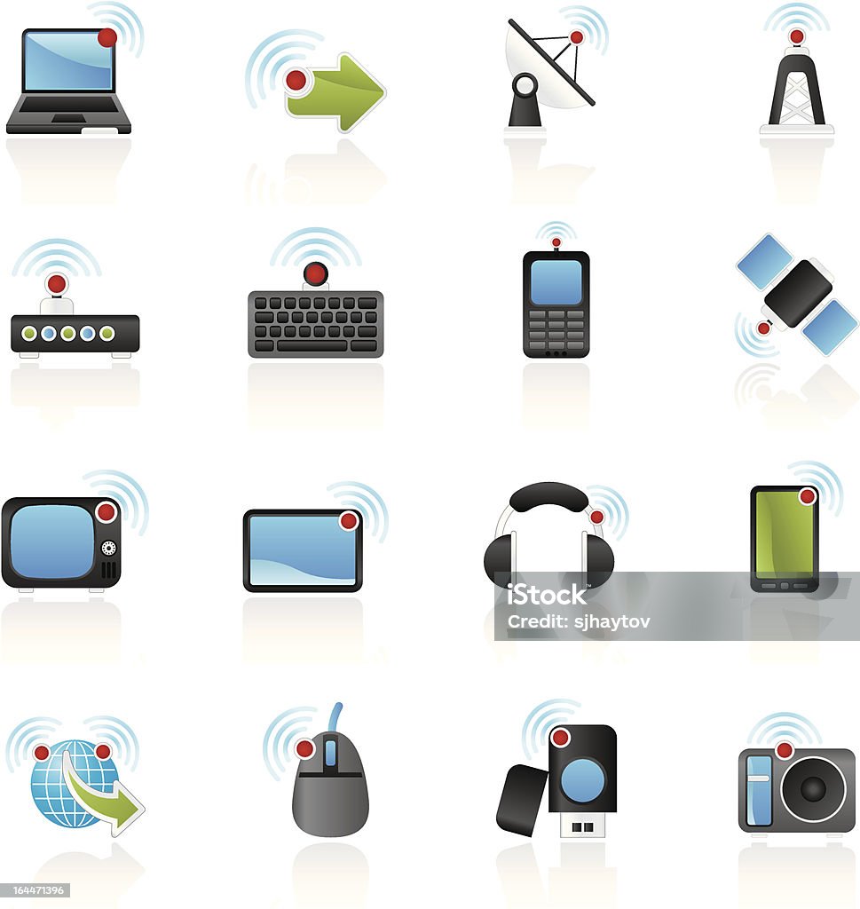 Icônes de technologie sans fil et - clipart vectoriel de Antenne individuelle libre de droits