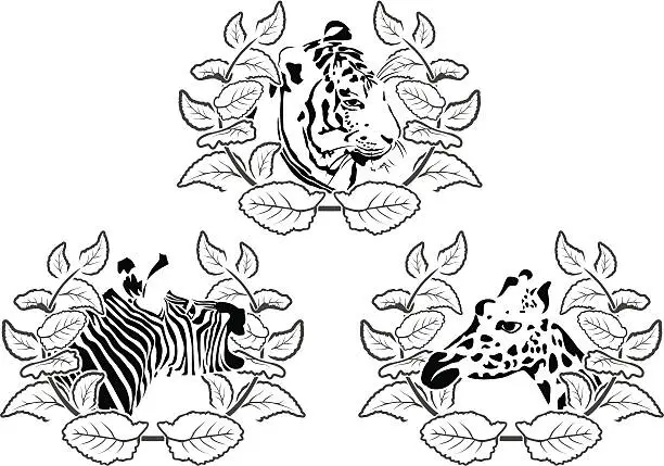 Vector illustration of animals stencil set