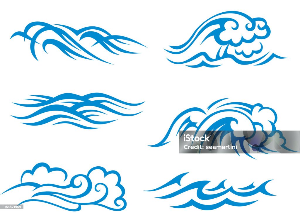Surf waves Sea and ocean surf waves set for design Abstract stock vector