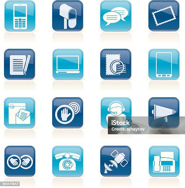Vetores de Entre Em Contato Com Ícones De Comunicação E e mais imagens de Antena - Equipamento de telecomunicações - Antena - Equipamento de telecomunicações, Antena parabólica, Aparelho de fax