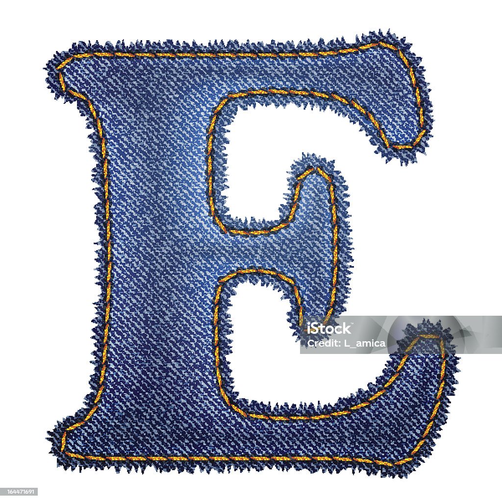 Jeans alphabet. Denim letter E Jeans alphabet. Denim letter E. Vector eps10 background with transparency effects: Blending modes Alphabet stock vector