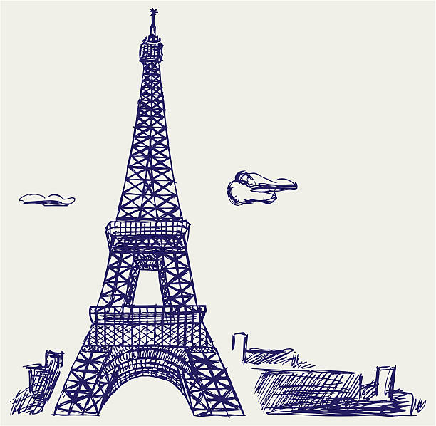 wieża eiffla w paryżu - paris france monument pattern city stock illustrations