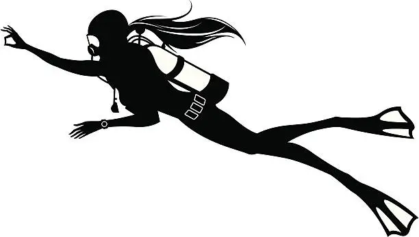 Vector illustration of Scuba diver gives a sign 