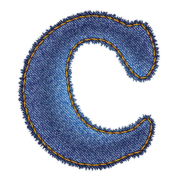 Jeans alphabet. Denim letter C vector art illustration