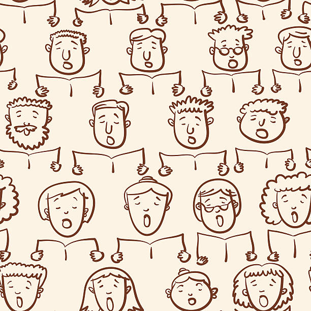 Mixed Choir Pattern. Seamless pattern with mixed choir. choir singing cartoon stock illustrations