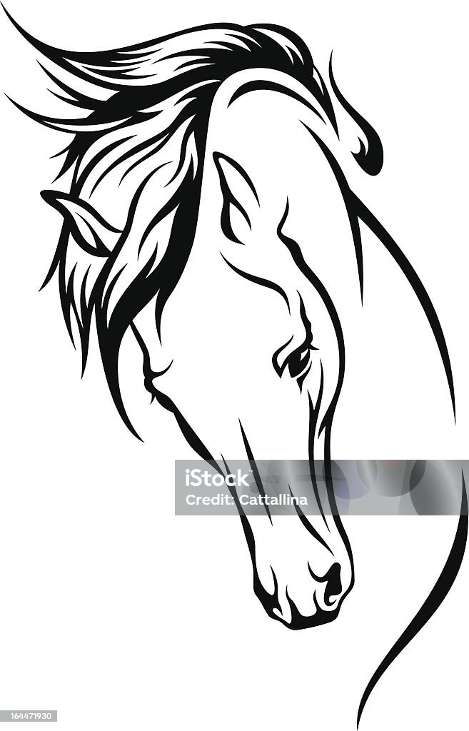 mustang horse head with flying mane vector illustration Horse stock vector