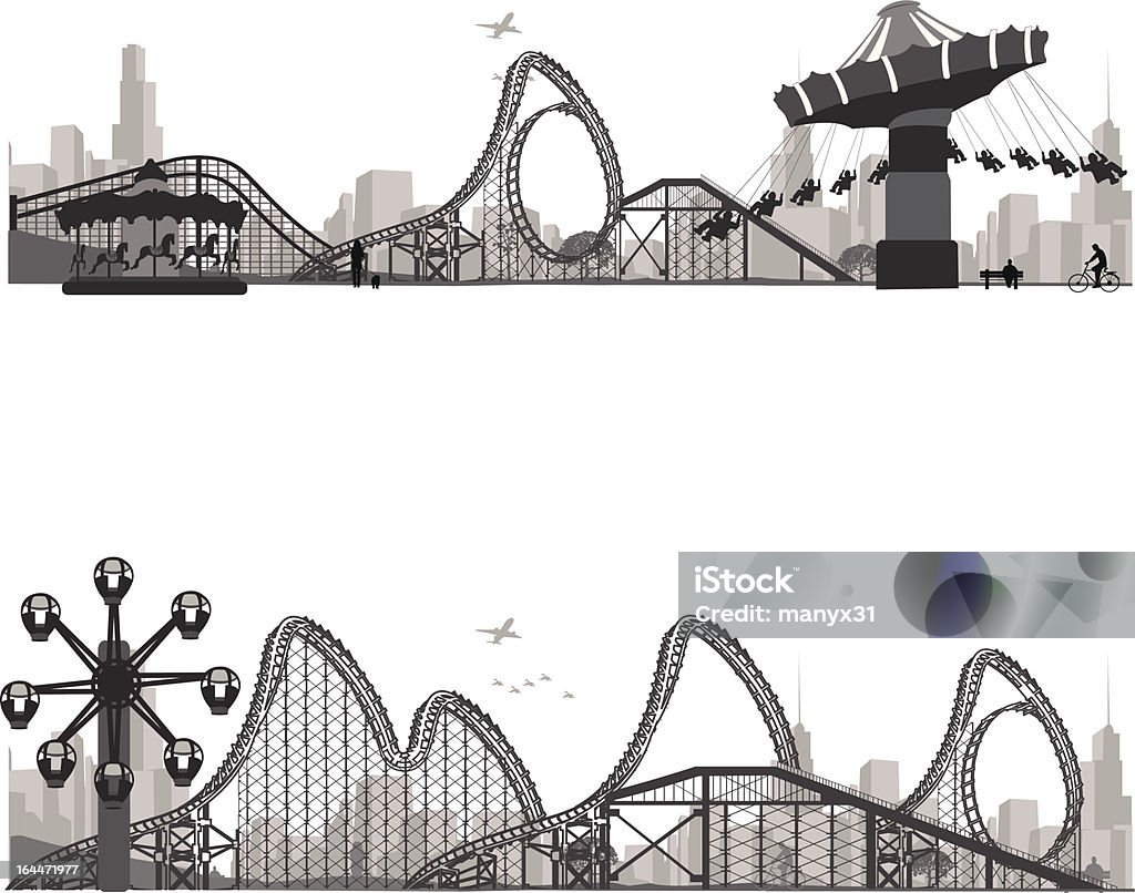 ベクトルシルエット.Carousel illustration.Roller コースター - 遊園地の乗り物のロイヤリティフリーベクトルアート