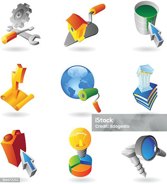 Symbole Für Die Industrie Stock Vektor Art und mehr Bilder von Ausrüstung und Geräte - Ausrüstung und Geräte, Baugewerbe, Bauwerk