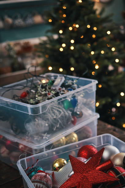 istock Decorating Christmas Tree with Ornaments and Christmas Lights 1644723645