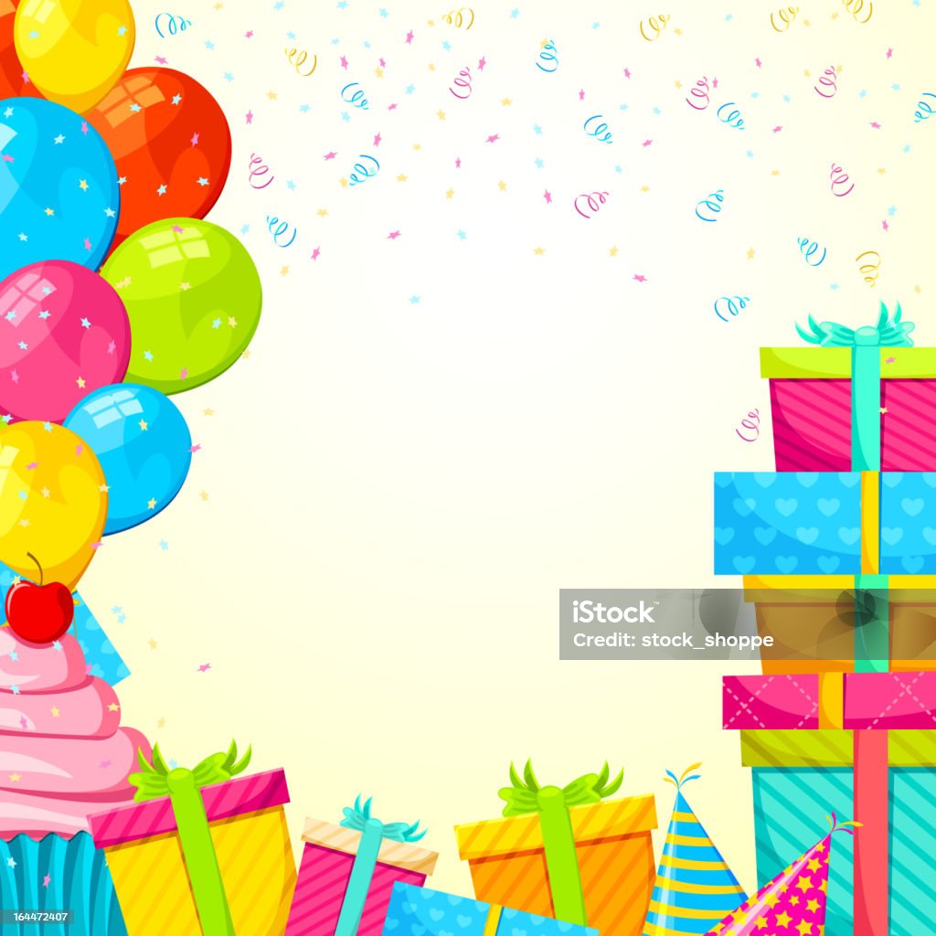 Happy Birthday vector illustration of happy birthday gift and balloon Anniversary stock vector