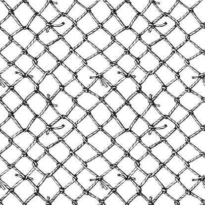 hand-drawn marine net seamless pattern