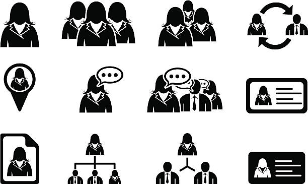 Woman management icons vector art illustration