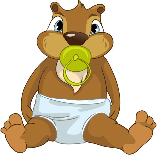 Kid Beaver Cartoon Character Beaver Isolated on White Background. Vector EPS 10. Transparent Objects are Not Used. clip art of baby beaver stock illustrations