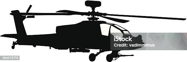 Silhouette Of A Black Apache Helicopter Stock Illustration - Download Image Now - Apache Helicopter, In Silhouette, Vector