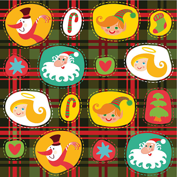 크리스마스 타탄, 플래드 체크 패턴 배경, 포장지 - christmas card christmas greeting card 2013 stock illustrations