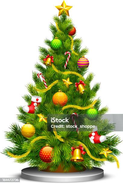 Decorated Christmas Tree Stock Illustration - Download Image Now - Art And Craft, Candy, Celebration