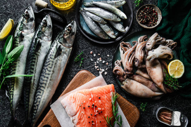 istock Top view of sumptuous Omega-3 rich food on table 1644727881