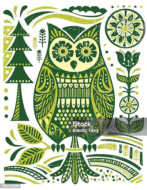 Woodblock Style Owl Illustration Stock Illustration - Download Image Now - Animal, Animal Markings, Animal Wildlife