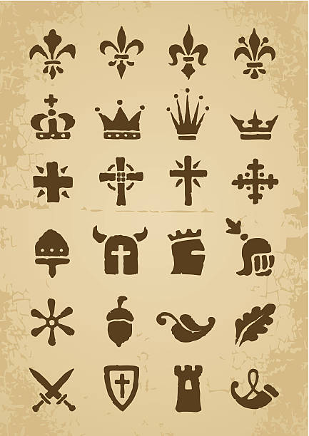 heraldyczny symbole - lily fleur de lys king flower stock illustrations