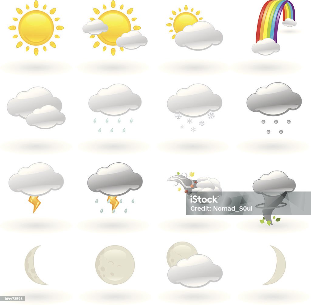 Conjunto de ícones de meteorologia - Vetor de Arco-íris royalty-free