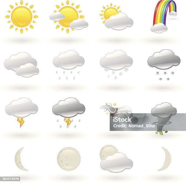 Vetores de Conjunto De Ícones De Meteorologia e mais imagens de Arco-íris - Arco-íris, Chuva, Conjunto de ícones