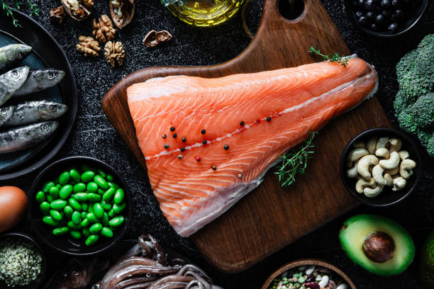 istock Omega 3 and healthy food on table 1644736217