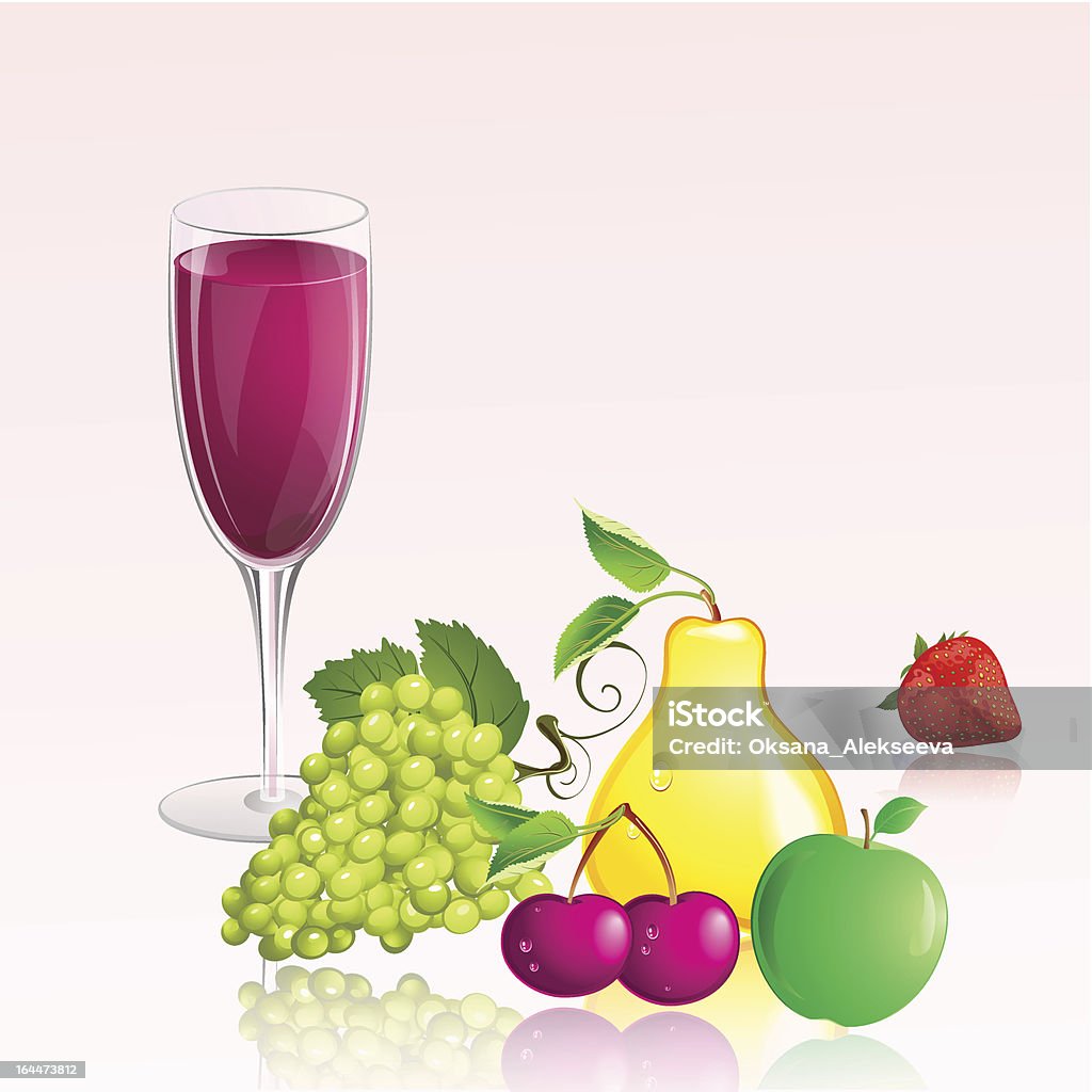 Бокал вина с фруктами - Векторная графика Абстрактный роялти-фри