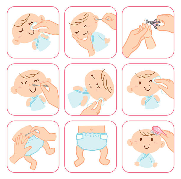 baby's care - bauchnabel stock-grafiken, -clipart, -cartoons und -symbole