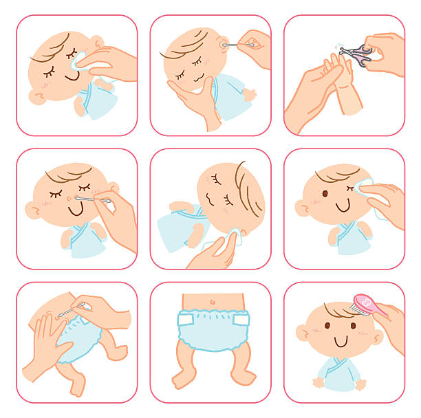 아기의 관리용품 - lifestyles cute white background baby stock illustrations