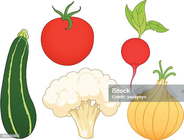 Овощной Набор — стоковая векторная графика и другие изображения на тему Без людей - Без людей, Белый фон, Вегетарианское питание