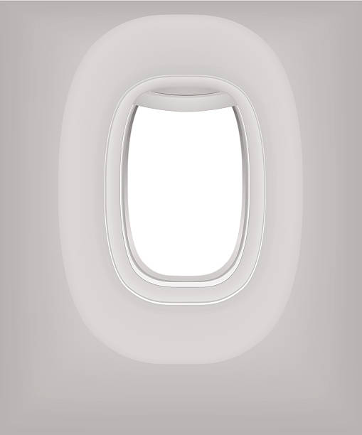 istock Interior of Aircraft. Plane window (porthole). Travel by Airplane. Vector 164474139