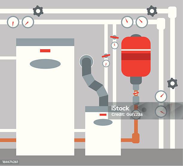 Caldaia Camera - Immagini vettoriali stock e altre immagini di Fornace - Attrezzatura energetica - Fornace - Attrezzatura energetica, Calore - Concetto, Gas